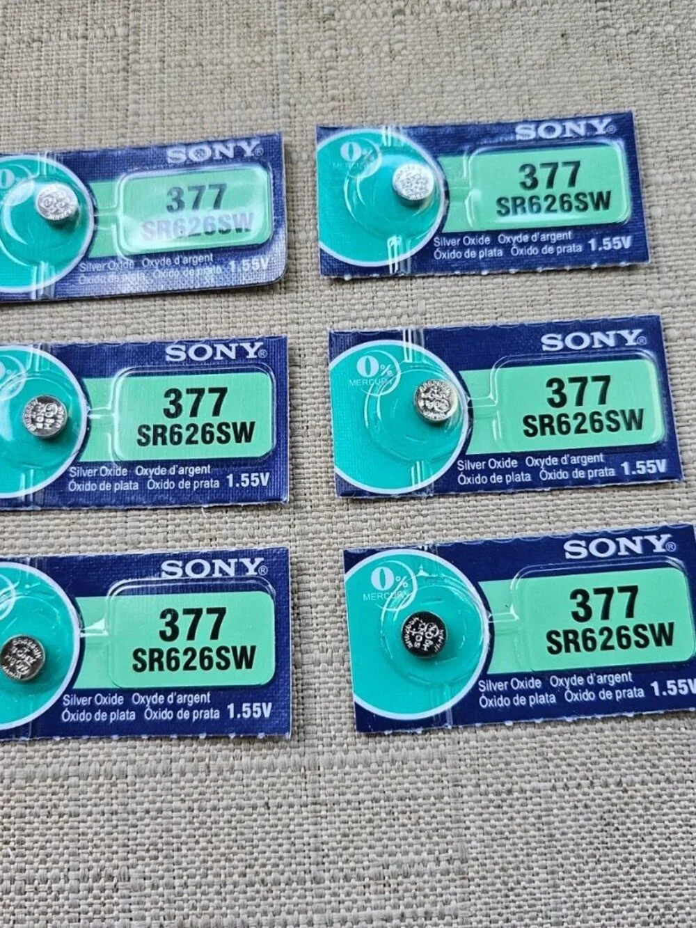 Sony Battery 317 SR626SW Silver Oxide 1.55V Lot of 6 Replacement Made in Japan